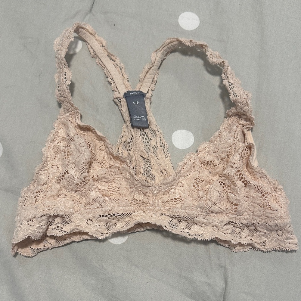 Aerie Lace Bralette in Peachy Beige